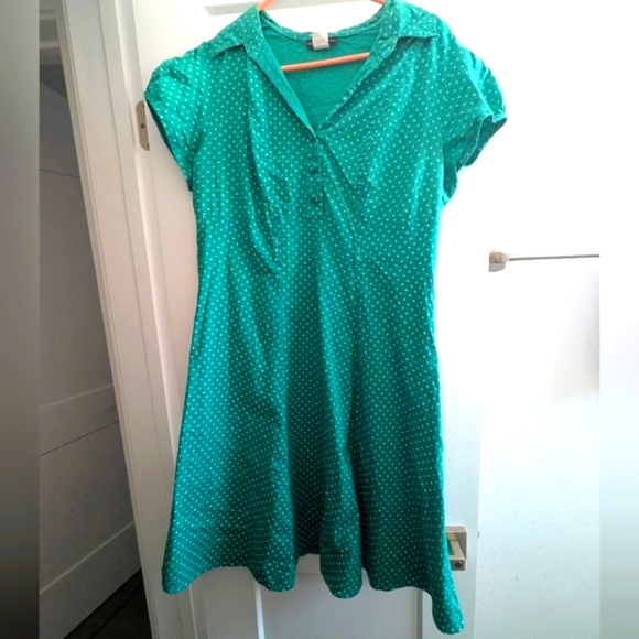 Tropical Wear Green Polka Dot Swing Dress - Picture 1 of 3